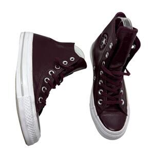 Converse Crinkled Leather High Top Sneakers Chuck Taylor Dark Sangria